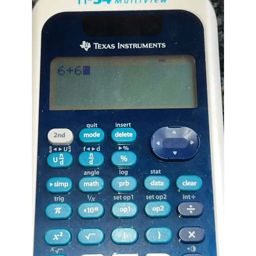 Texas‎ Instruments TI-34 MultiView Scientific Calculator Works Blue, White, Teal
